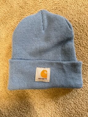 Carhartt Kids Sky Blue Cuffed Knit Beanie with Logo Patch